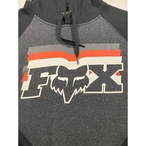 Fox Racing Raglan Hoodie Charcoal Black Gray White Orange Logo Mens XL NWOT